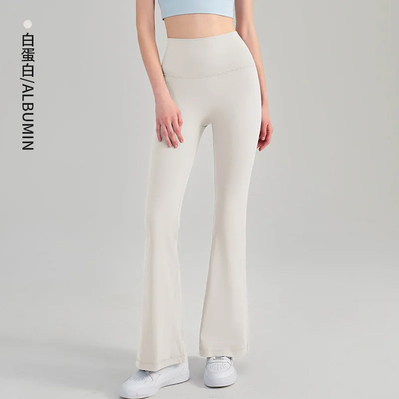 Naked Yoga Micro Flared Pants for Women High Waisted Tight Fitting Pilates Hip Lifting Slimming Fitness Pants for Outdoor Wear
