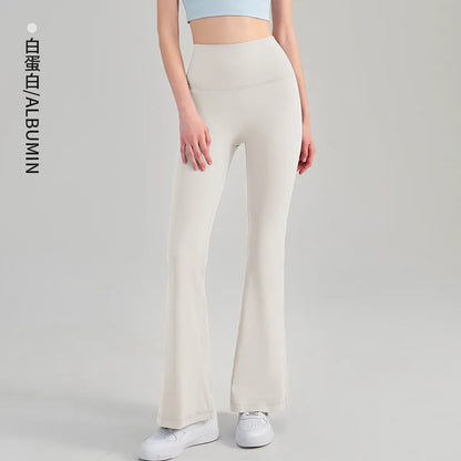 Naked Yoga Micro Flared Pants for Women High Waisted Tight Fitting Pilates Hip Lifting Slimming Fitness Pants for Outdoor Wear