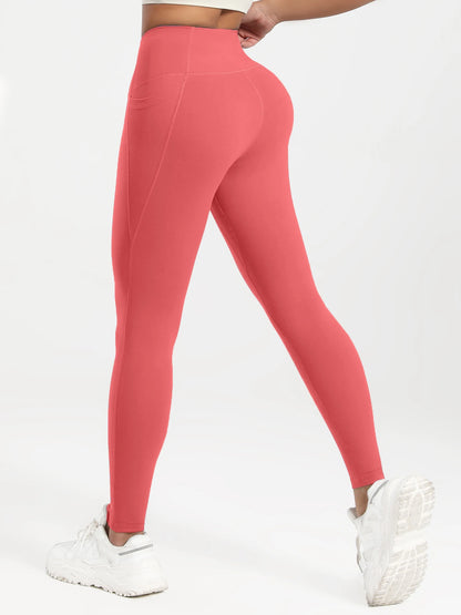 Women Solid Color High Waist Leggings with Pockets ,All-Season Casual Sports Running, Workout, and Fitness Yoga Pants