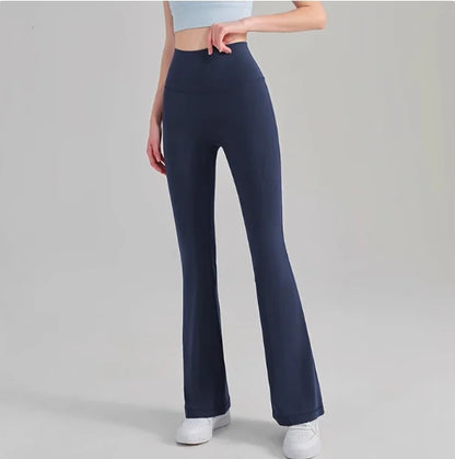 Naked Yoga Micro Flared Pants for Women High Waisted Tight Fitting Pilates Hip Lifting Slimming Fitness Pants for Outdoor Wear