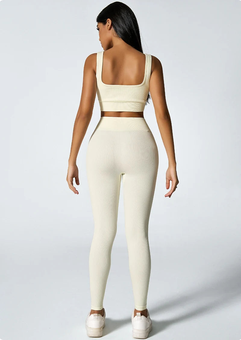 Women's seamless knitted thread yoga pants high waisted sports leggings hip lifting running training slimming and fashionable