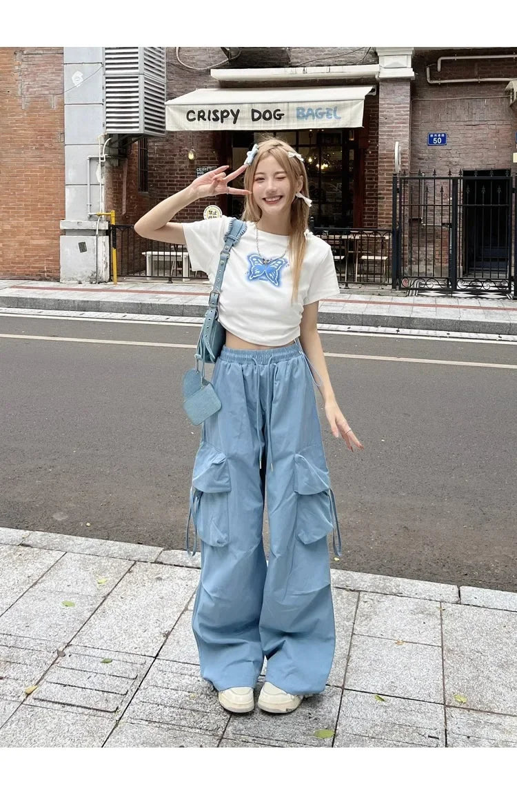 American Vintage High-Waisted Straight-Leg Wide-Leg Pants Casual Loose-Fit Design Sensibility For Women Summer 2024