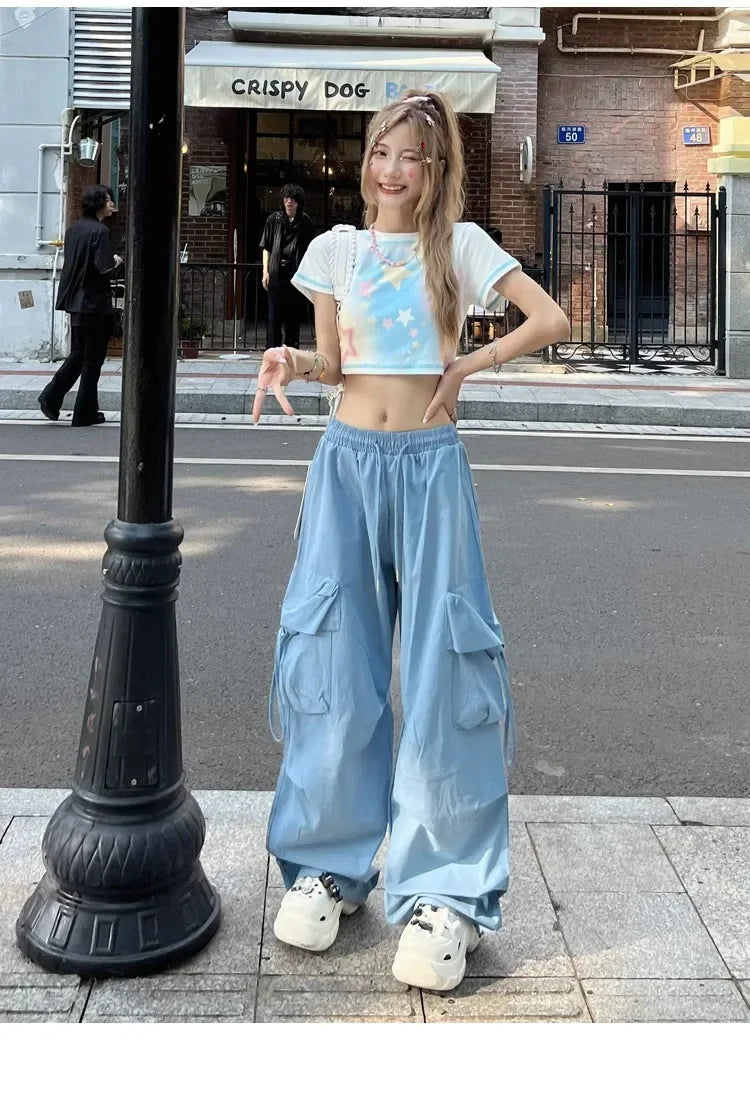 American Vintage High-Waisted Straight-Leg Wide-Leg Pants Casual Loose-Fit Design Sensibility For Women Summer 2024