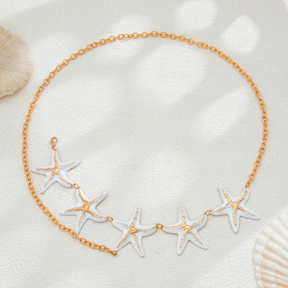 KunJoe Sexy Creative Beach Starfish Waist Chain for Women Bohemian Star Belly Chain Summer Body Jewelry Bikini Dress Belt New