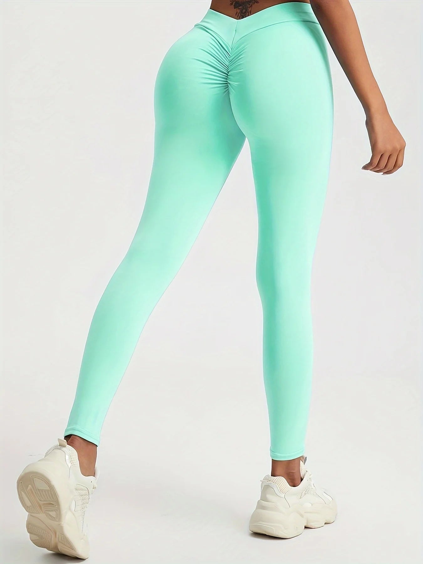 Woman Back V Waist Wrinkled Hip Sexy Yoga Leggings Casual Fitness Workout Gym Running Leggings Low Waist Active Wear Pants