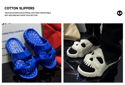 2024 Summer Skull Men Women Slippers Easter Slippers Male Outdoor Fun Novelty Slide Thick Sole Platform Beach Soft Women Sandal