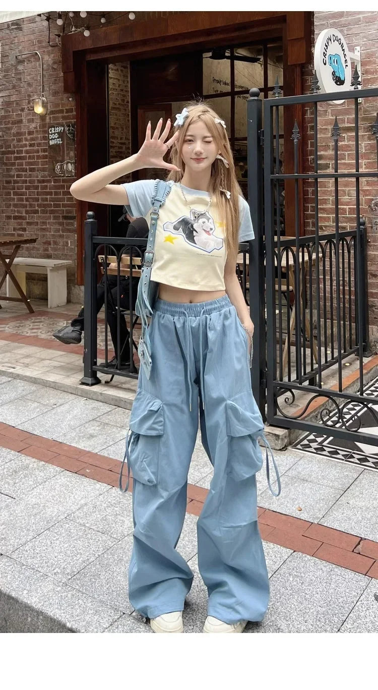 American Vintage High-Waisted Straight-Leg Wide-Leg Pants Casual Loose-Fit Design Sensibility For Women Summer 2024