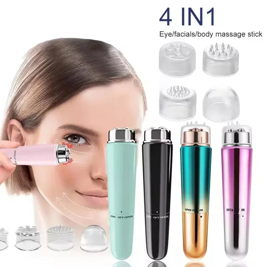 Mini Eye Massager – Electric Anti-Wrinkle & Anti-Aging Eye Massager for Dark Circles, with 4 Replaceable Heads