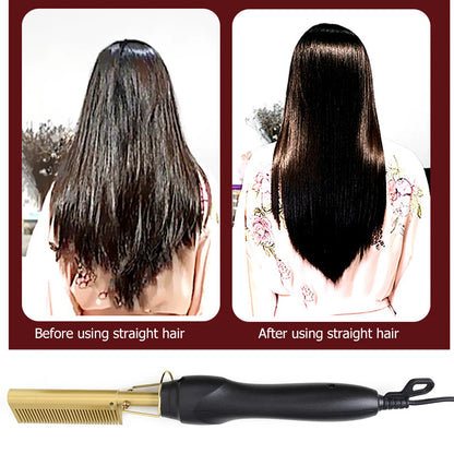 Electric Hot Comb Hair Straightener High Temperature Adjustable Temperature Iron Comb Straighten Or Curl Hair Ceramic Press Comb