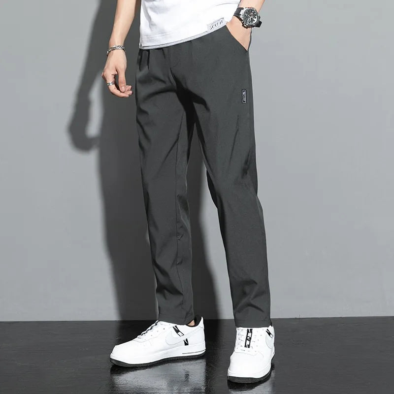 Men's Casual Pants Stretch Slim Fit Elastic Waist Jogger Korean Classic Blue Black Gray Male Brand Trousers Plus Size 4XL 5XL