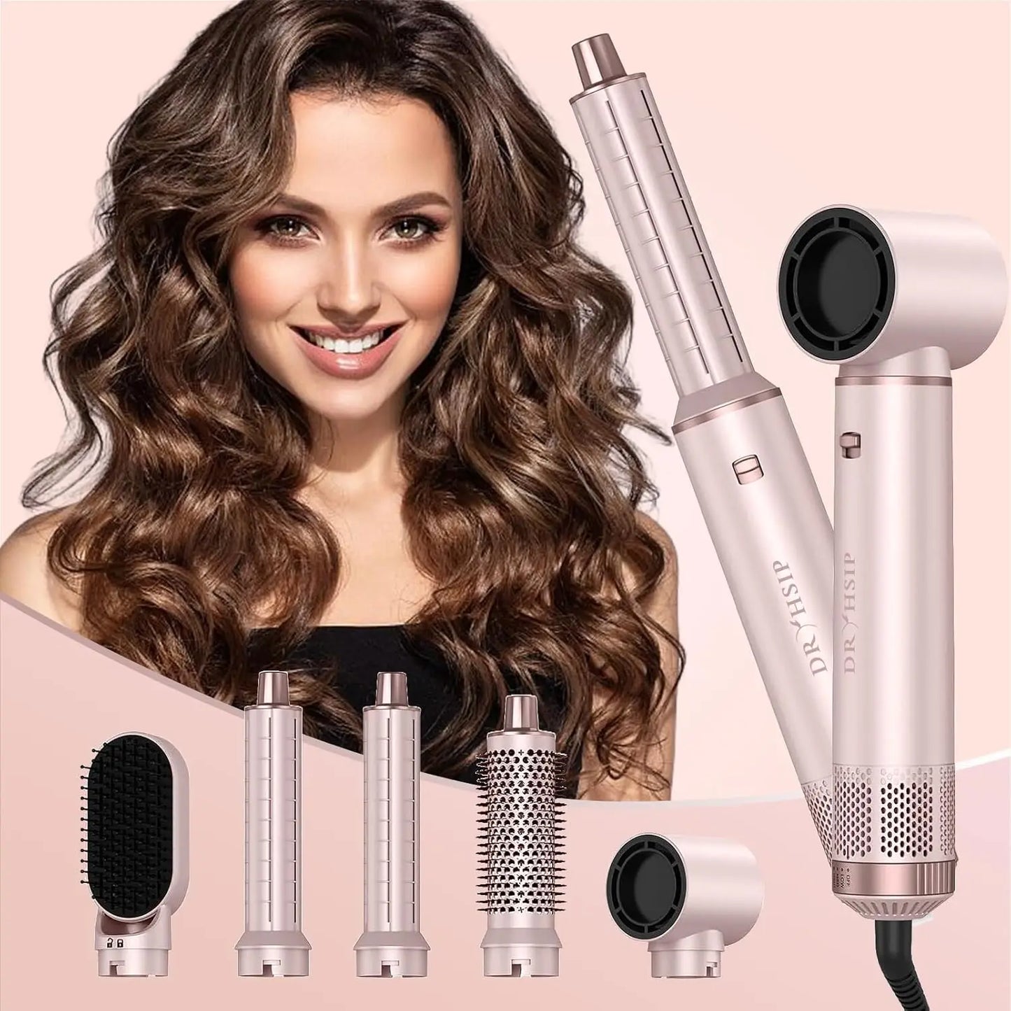 Hair Dryer 5-In-1 Electric Hair Comb Negative Ion Straight Curler Brush Blow Dryer Air Comb Hair Styling Tools Complete Set