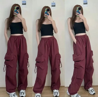 American Vintage High-Waisted Straight-Leg Wide-Leg Pants Casual Loose-Fit Design Sensibility For Women Summer 2024