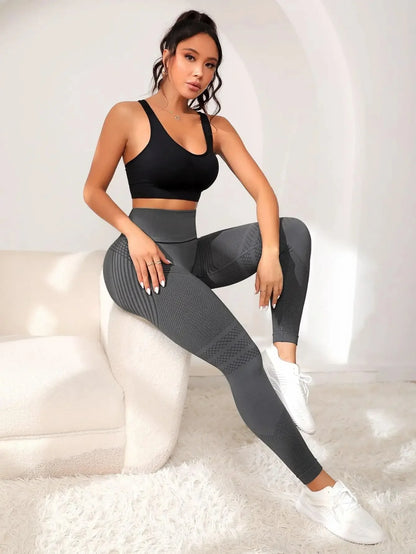Seamless Knit Leggings for Women Elastic High Waist Tights Gym Trainning Hip Lift Quick Drying and Breathable Fitness Yoga Pants
