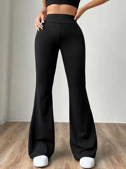 Summer New Women's Trousers Black Sexy Slim Hip-lifting Bell Bottoms Streetwear Fashion Female Versatile Pants Knitted Clothing
