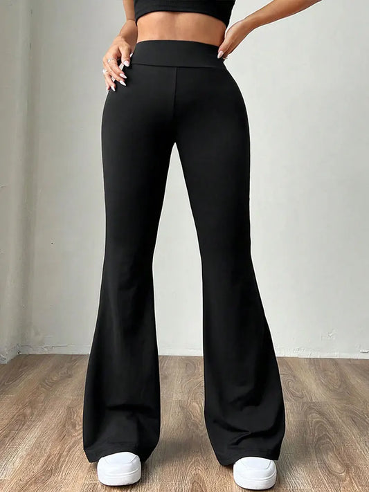 Summer New Women's Trousers Black Sexy Slim Hip-lifting Bell Bottoms Streetwear Fashion Female Versatile Pants Knitted Clothing