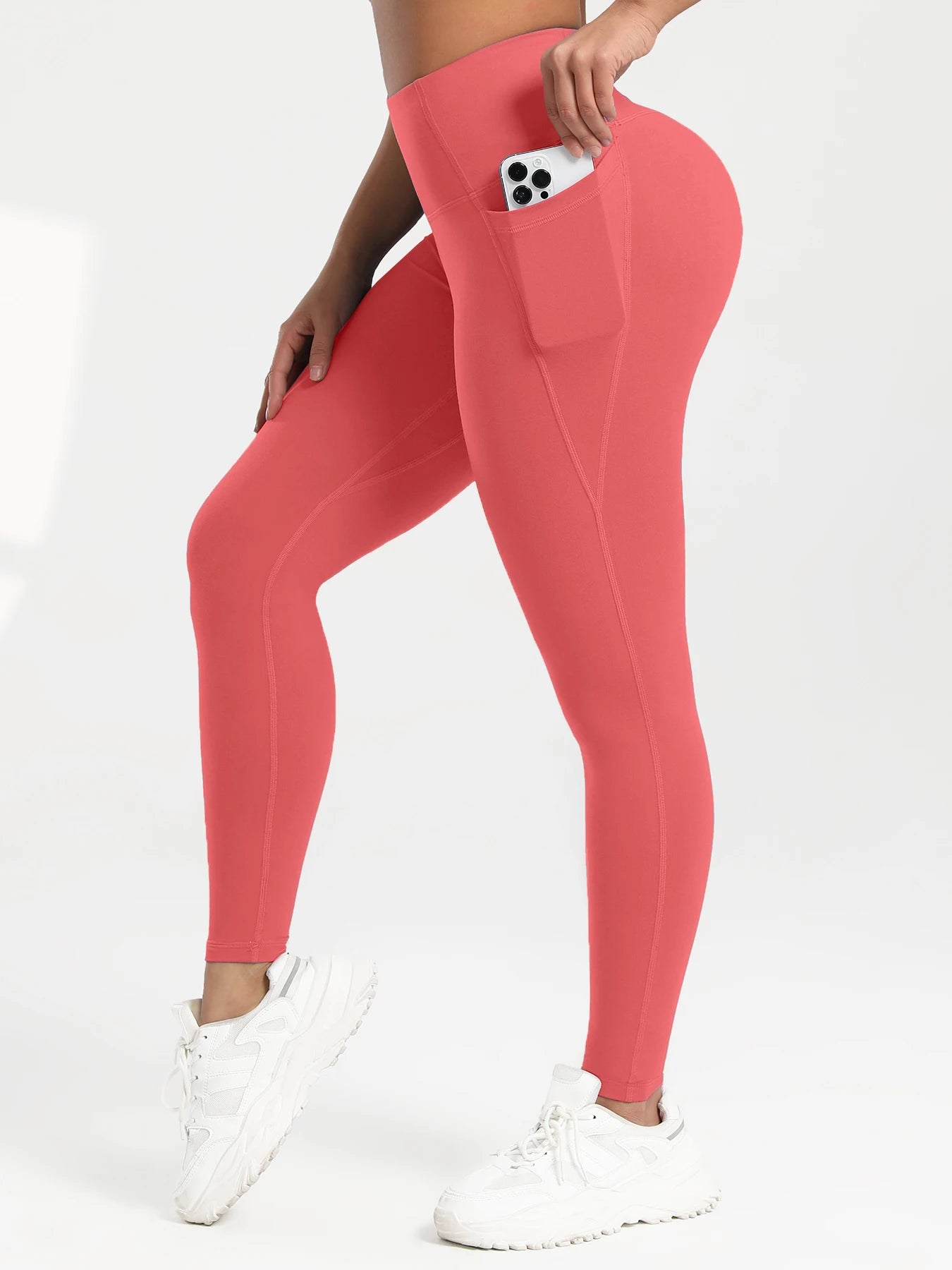 Women Solid Color High Waist Leggings with Pockets ,All-Season Casual Sports Running, Workout, and Fitness Yoga Pants