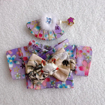 Labubu Doll Outfit Big Into Energy Style 15cm V3 Traditional Kimono Clothes Set for Ropa Labubu