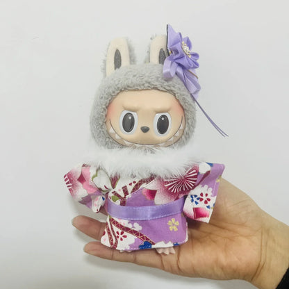 Labubu Doll Outfit Big Into Energy Style 15cm V3 Traditional Kimono Clothes Set for Ropa Labubu