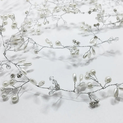 35/50cm Long Bridal Handmade Crystal Pearl Hair Band Headdress Wedding Hair Accessories Beads Headband Jewelry Fashion Headdress