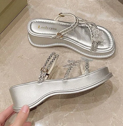 Butterfly Platform Sandals for Women Low Price Summer 2025 Comfortable Woman Shoes The Best Trend New Breathable Fashion Korea