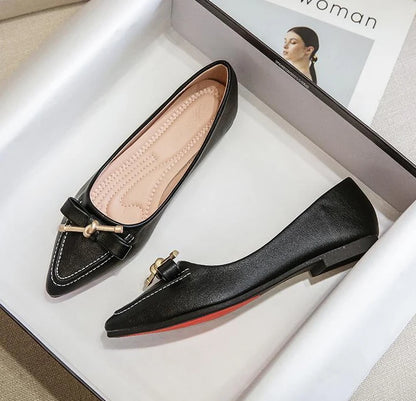 Women's Flat Shoes Beige Pointed Toe with Bow Office Ladies Footwear 2025 New Offers Walking Y2k Fashion Designer Luxury Trends