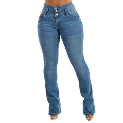 Spring 2025 Sexy Slimming Women's Elastic Jeans Butt Lifting High Waist Denim Pants Fashionable Trendy Female Clothing
