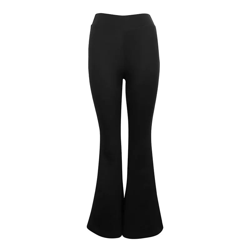 Summer New Women's Trousers Black Sexy Slim Hip-lifting Bell Bottoms Streetwear Fashion Female Versatile Pants Knitted Clothing