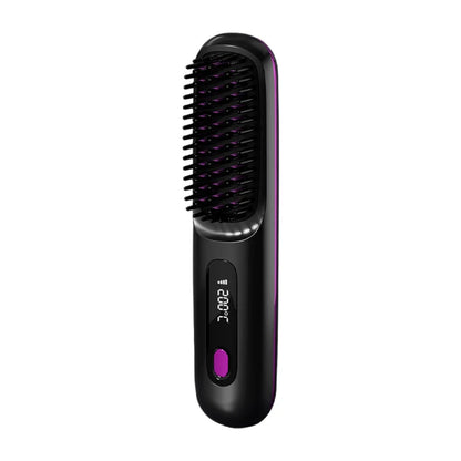 Electric LCD USB Ceramic Heating Straight Hair Comb Wireless Portable Negative Ion Styling Tool Rechargeable Straightening Brush