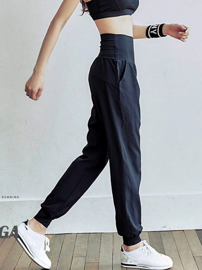 High-Waist Women's Quick-Drying Yoga Jogger Pants - All-Season Comfort with Slant Pockets, Long-Length & Stylish Sports Look for