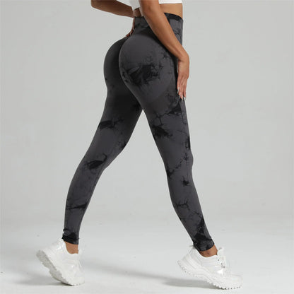 Women Tiedye Gym Leggings Seamless Mujer Push Up Seamless Pants Scrunch Sports Fitness High Waist Workout Yoga Leggins Drop Ship