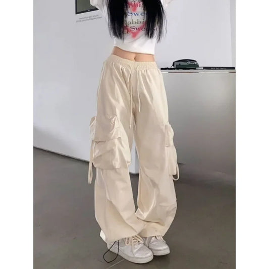 American Vintage High-Waisted Straight-Leg Wide-Leg Pants Casual Loose-Fit Design Sensibility For Women Summer 2024