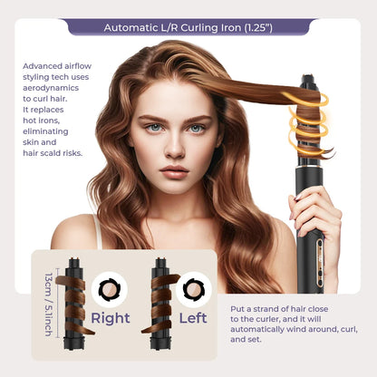 6-in-1 Multifunctional Hot Air Comb, Interchangeable Brush Head, Negative Ion Hair Dryer Brush and Styler, 110,000 Inorganic Electric Brush with High Speed, Frizzless Hot Air Quick Drying, Professional Air Styling Comb, Hair