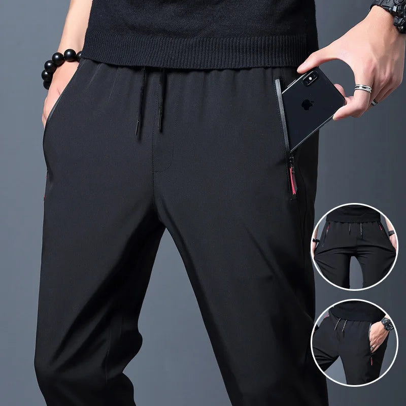 Summer men's ice silk quick drying casual pants slim fit Korean version ice silk pants sports pants straight tube quick drying
