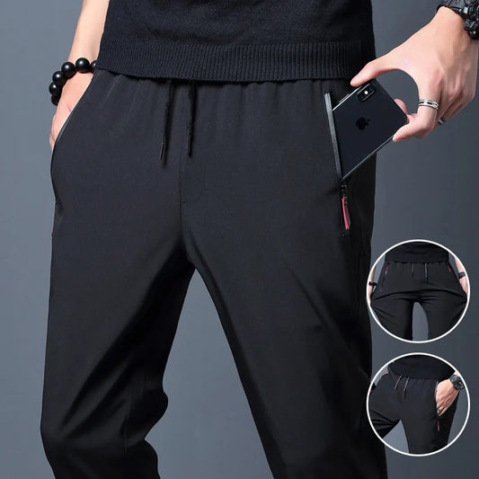 Summer men's ice silk quick drying casual pants slim fit Korean version ice silk pants sports pants straight tube quick drying