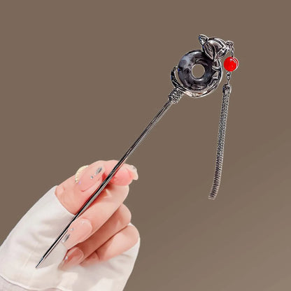 Elegant Flower Hair Sticks Forks Alloy Hair Clips Beads Chain Pendant Headpieces Women Retro Chinese Hair Jewelry Accessories