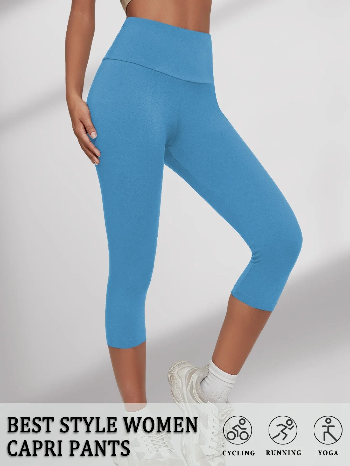 Women's High Waisted Capri Pants Super Soft No See Through Workout Yoga Running Athletic push up gym fitness Leggings