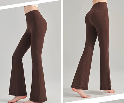 Naked Yoga Micro Flared Pants for Women High Waisted Tight Fitting Pilates Hip Lifting Slimming Fitness Pants for Outdoor Wear