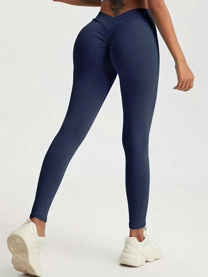 Woman Back V Waist Wrinkled Hip Sexy Yoga Leggings Casual Fitness Workout Gym Running Leggings Low Waist Active Wear Pants