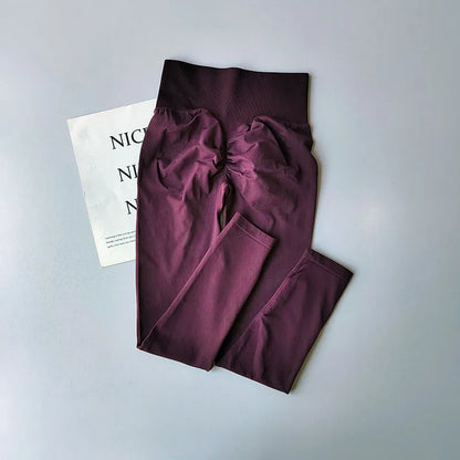 High Waist and Hip Lifting Fitness Pants for Women with High Elastic Legging Gym Belly Slimming and Quick-drying Peach Yoga Pant