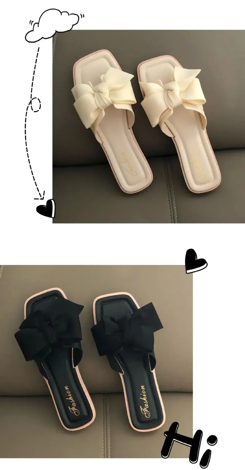 Bow slippers female summer wear new fashionable sweet girl flat bottom non-slip fairy wind word cool slippers female