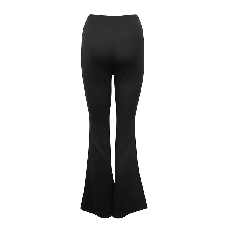 Summer New Women's Trousers Black Sexy Slim Hip-lifting Bell Bottoms Streetwear Fashion Female Versatile Pants Knitted Clothing