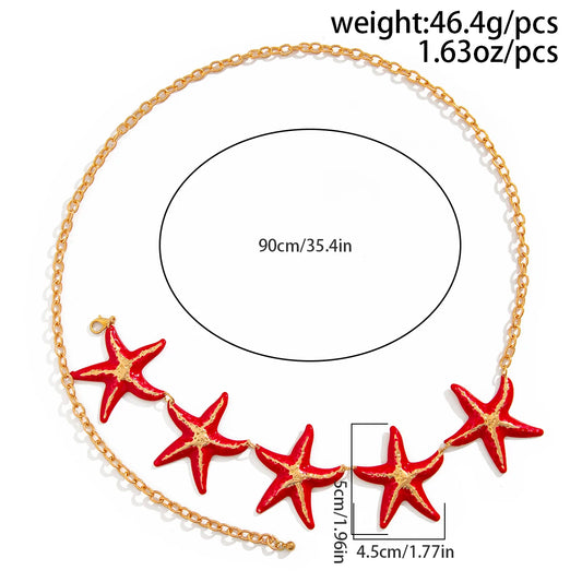 KunJoe Sexy Creative Beach Starfish Waist Chain for Women Bohemian Star Belly Chain Summer Body Jewelry Bikini Dress Belt New