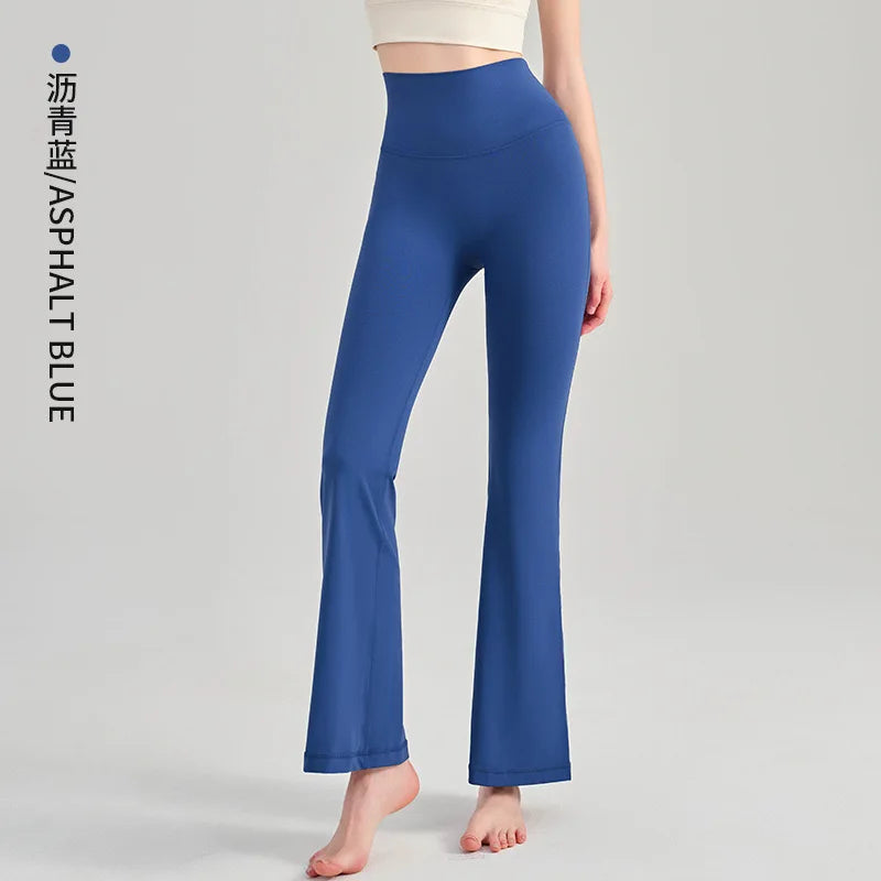 Naked Yoga Micro Flared Pants for Women High Waisted Tight Fitting Pilates Hip Lifting Slimming Fitness Pants for Outdoor Wear