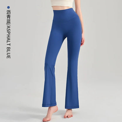 Naked Yoga Micro Flared Pants for Women High Waisted Tight Fitting Pilates Hip Lifting Slimming Fitness Pants for Outdoor Wear
