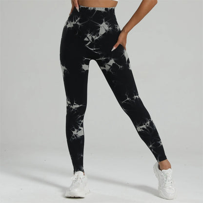Women Tiedye Gym Leggings Seamless Mujer Push Up Seamless Pants Scrunch Sports Fitness High Waist Workout Yoga Leggins Drop Ship